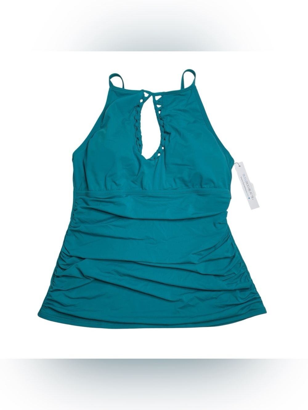 Bleu Rod Beattie Ocean Pulling Strings Shirred Tankini Top Blue Size 8 New